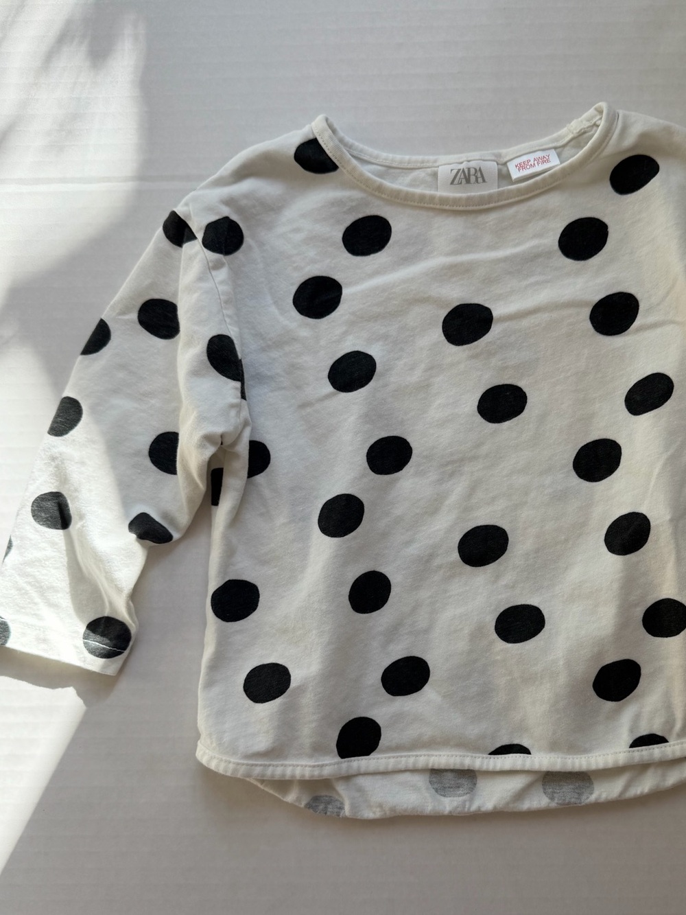 Zara Kids Black White Polka Dot Long Sleeve Top 12-18M